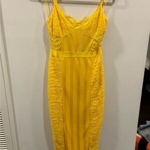 PrettyLittleThing Vibrant Yellow Lace Dress